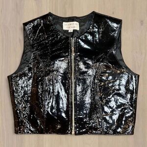 Brandon Thomas Black 100% leather Zip Up Vest
